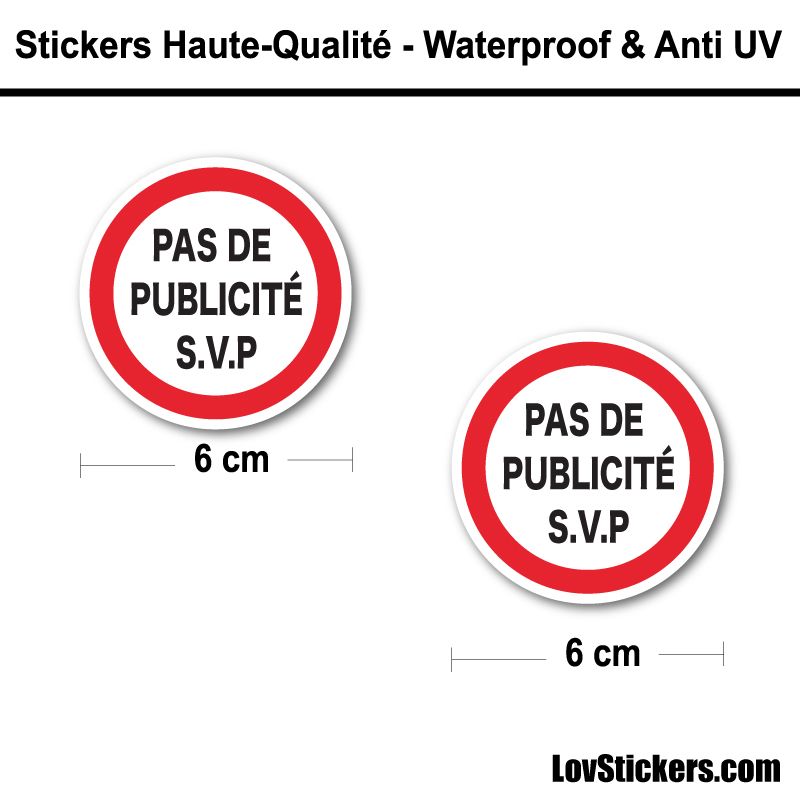Sticker Pas de Pub 5 cm pour boite aux lettres Sticker Pas de Pub 5 cm pour boite aux lettres