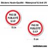 Sticker Pas de Pub 5 cm pour boite aux lettres
