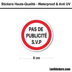 Sticker Pas de Publicité 8 cm pour boite aux lettres