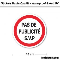 Sticker Pas de Publicité 10 cm pour boite aux lettres