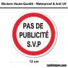 Sticker Pas de Publicité 12 cm pour boite aux lettres
