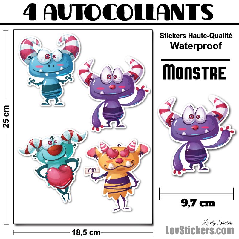 4 Autocollants de Monstres 01 4 Autocollants de Monstres 01