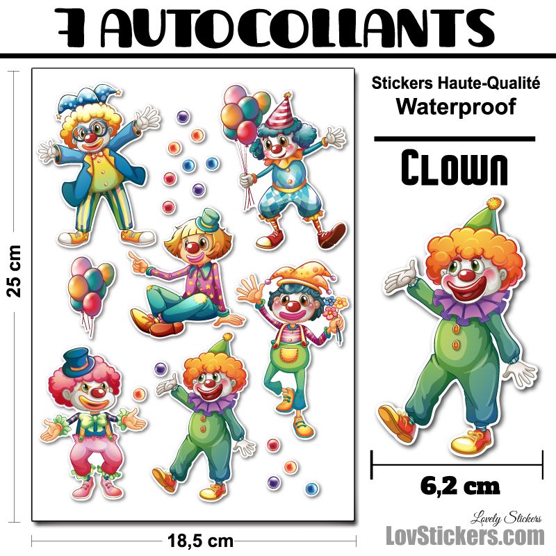 7 Autocollants de Clown 7 Autocollants de Clown