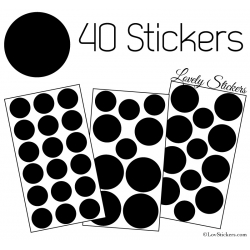 40 Stickers Ronds - Autocollant Deco Ronds pleins - 6,99 € Couleur