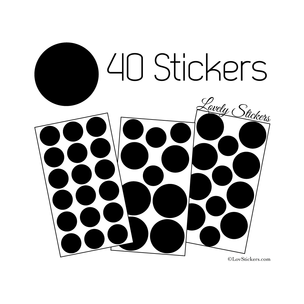 40 Stickers Ronds  - Autocollant Deco Ronds pleins