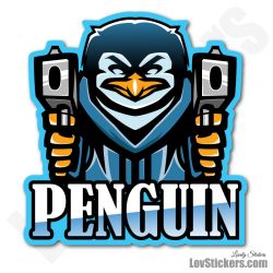 4 Stickers eSport Pingouin avec Guns