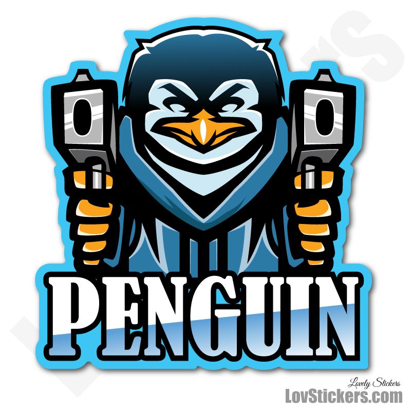 4 Stickers eSport Pingouin avec Guns 4 Stickers eSport Pingouin avec Guns