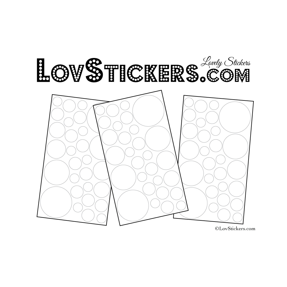 87 Stickers Ronds - Autocollant deco Ronds Pleins