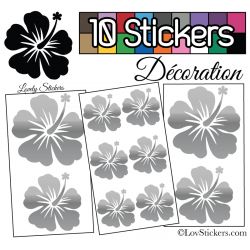 10 Stickers Hibiscus Mixte - Autocollant Décoration Intérieur