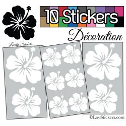 10 Stickers Hibiscus Mixte - Autocollant Décoration Intérieur