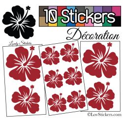 10 Stickers Hibiscus Mixte - Autocollant Décoration Intérieur