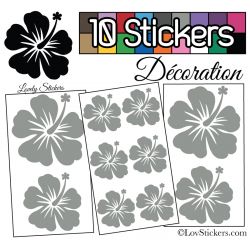 10 Stickers Hibiscus Mixte - Autocollant Décoration Intérieur