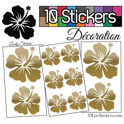 10 Stickers Hibiscus Mixte - Autocollant Décoration Intérieur