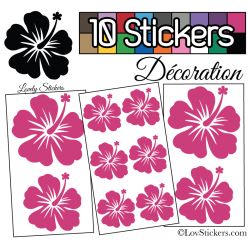 10 Stickers Hibiscus Mixte - Autocollant Décoration Intérieur