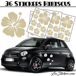 Stickers d'Hibiscus lot de 36 - Taille de 3 à 10 cm