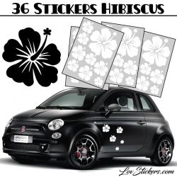 Stickers d'Hibiscus lot de 36 - Taille de 3 à 10 cm