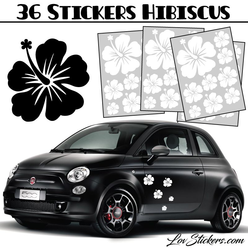 Stickers d'Hibiscus lot de 36 - Taille de 3 à 10 cm