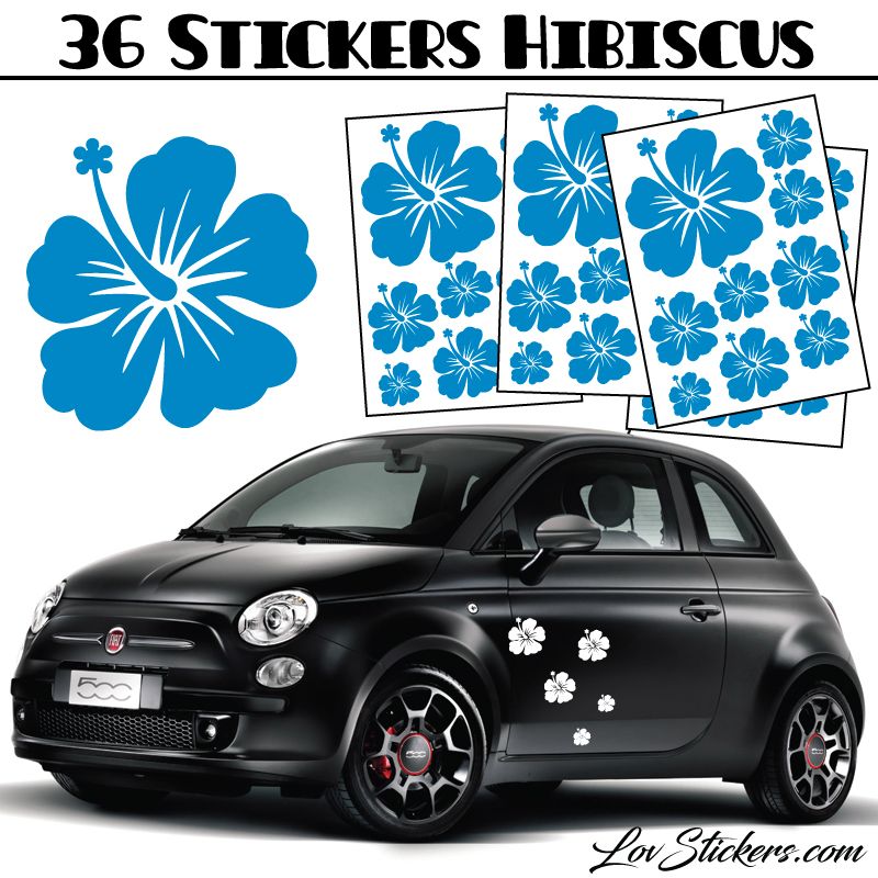 Stickers d'Hibiscus lot de 36 - Taille de 3 à 10 cm Stickers d'Hibiscus lot de 36 - Taille de 3 à 10 cm