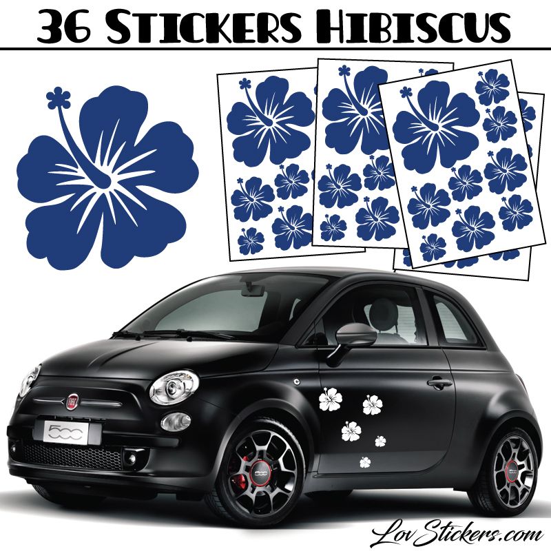 Stickers d'Hibiscus lot de 36 - Taille de 3 à 10 cm Stickers d'Hibiscus lot de 36 - Taille de 3 à 10 cm
