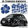 Stickers d'Hibiscus lot de 36 - Taille de 3 à 10 cm