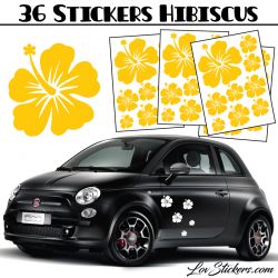 Stickers d'Hibiscus lot de 36 - Taille de 3 à 10 cm