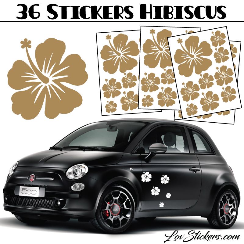 Stickers d'Hibiscus lot de 36 - Taille de 3 à 10 cm Stickers d'Hibiscus lot de 36 - Taille de 3 à 10 cm
