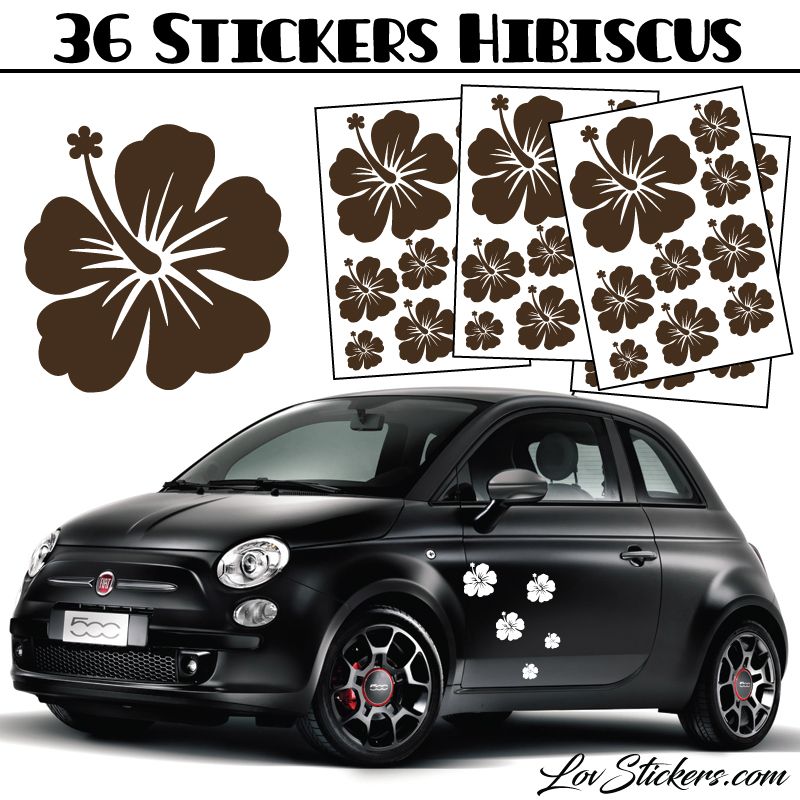 Stickers d'Hibiscus lot de 36 - Taille de 3 à 10 cm Stickers d'Hibiscus lot de 36 - Taille de 3 à 10 cm