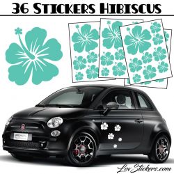 Stickers d'Hibiscus lot de 36 - Taille de 3 à 10 cm