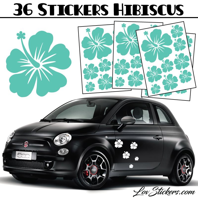 Stickers d'Hibiscus lot de 36 - Taille de 3 à 10 cm Stickers d'Hibiscus lot de 36 - Taille de 3 à 10 cm