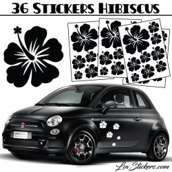 Stickers d'Hibiscus lot de 36 - Taille de 3 à 10 cm