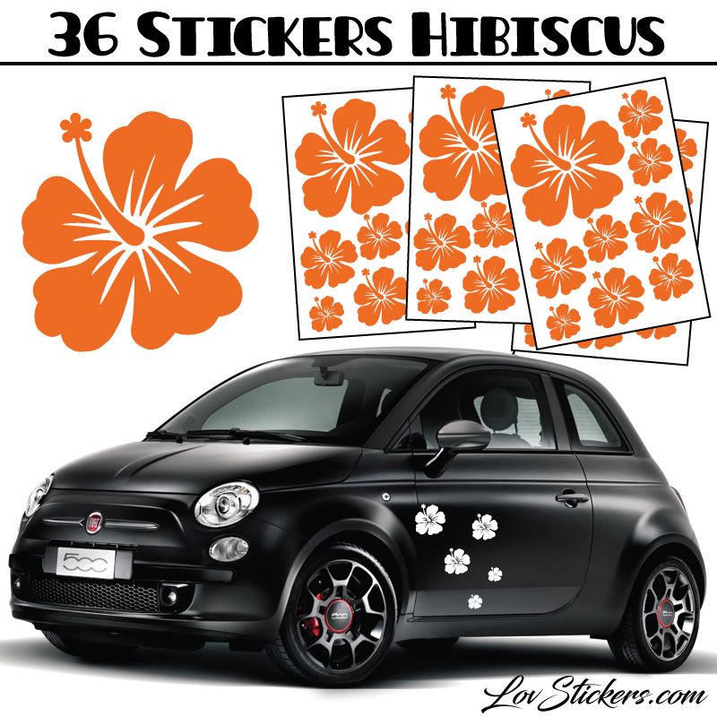 Stickers d'Hibiscus lot de 36 - Taille de 3 à 10 cm Stickers d'Hibiscus lot de 36 - Taille de 3 à 10 cm