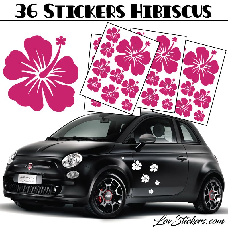 Stickers d'Hibiscus lot de 36 - Taille de 3 à 10 cm