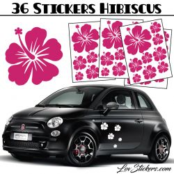 Stickers d'Hibiscus lot de 36 - Taille de 3 à 10 cm