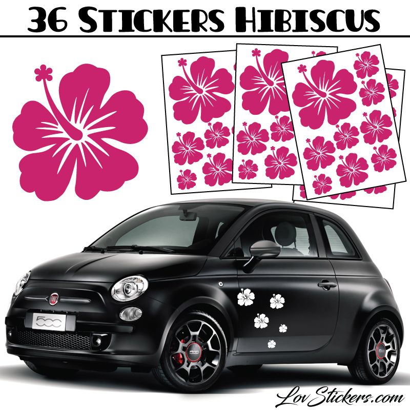 Stickers d'Hibiscus lot de 36 - Taille de 3 à 10 cm Stickers d'Hibiscus lot de 36 - Taille de 3 à 10 cm