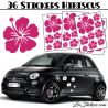 Stickers d'Hibiscus lot de 36 - Taille de 3 à 10 cm