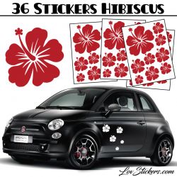 Stickers d'Hibiscus lot de 36 - Taille de 3 à 10 cm