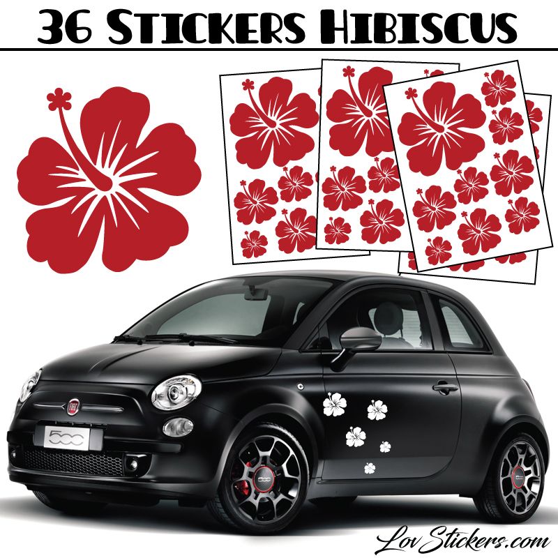 Stickers d'Hibiscus lot de 36 - Taille de 3 à 10 cm Stickers d'Hibiscus lot de 36 - Taille de 3 à 10 cm