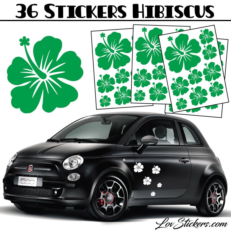 Stickers d'Hibiscus lot de 36 - Taille de 3 à 10 cm Stickers d'Hibiscus lot de 36 - Taille de 3 à 10 cm