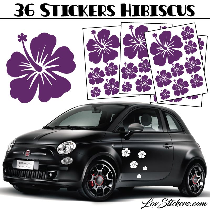 Stickers d'Hibiscus lot de 36 - Taille de 3 à 10 cm Stickers d'Hibiscus lot de 36 - Taille de 3 à 10 cm