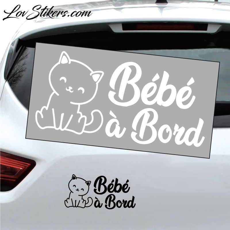 Sticker Bébé à Bord avec un Chat