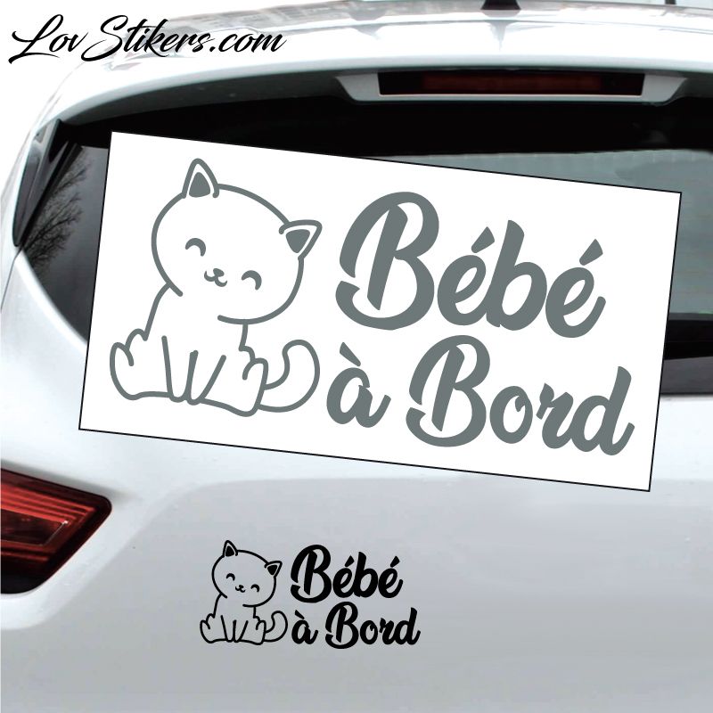 Sticker Bébé à Bord avec un Chat Sticker Bébé à Bord avec un Chat