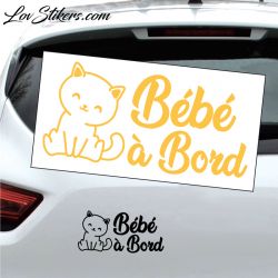 Sticker Bébé à Bord avec un Chat