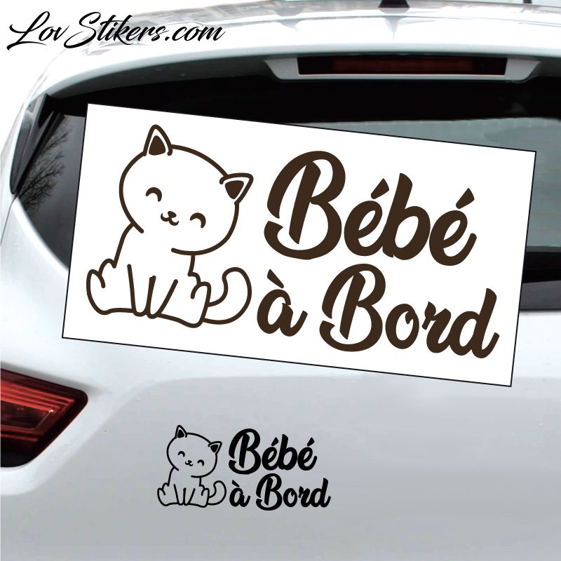 Sticker Bébé à Bord avec un Chat