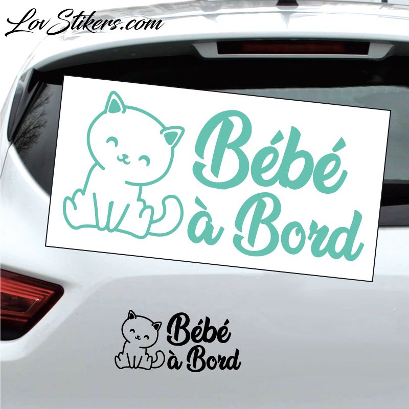 Sticker Bébé à Bord avec un Chat