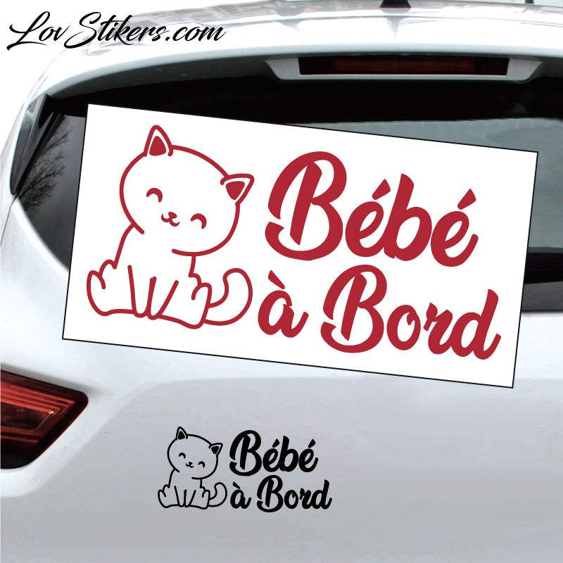 Sticker Bébé à Bord avec un Chat