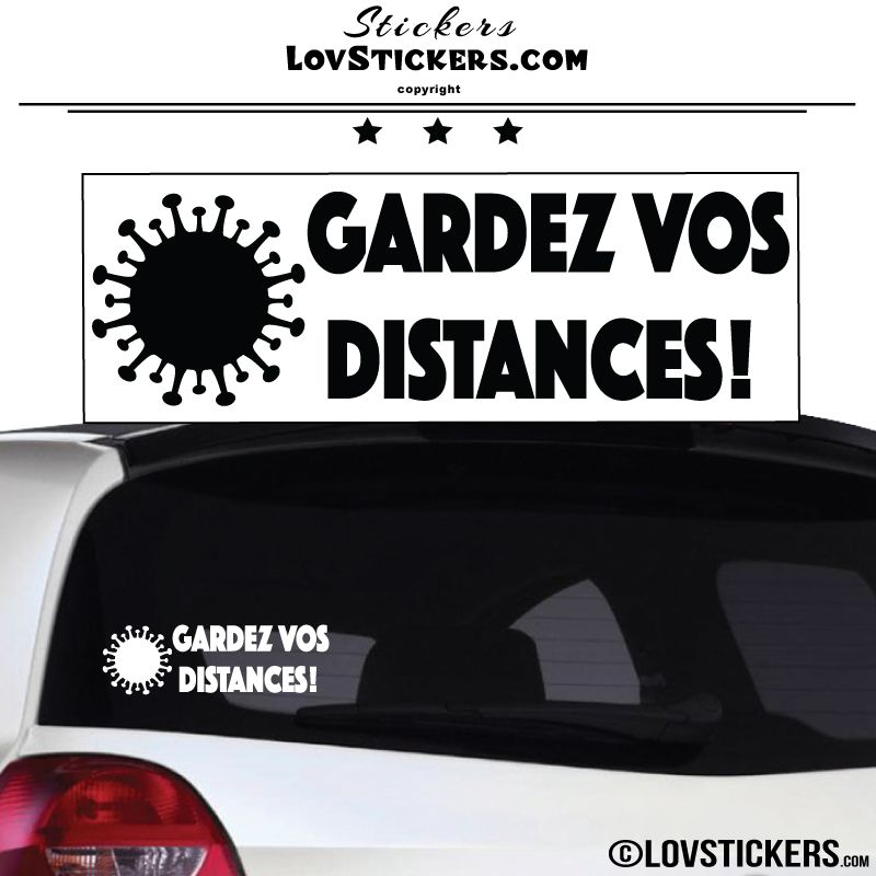 Sticker Gardez vos Distances Couleur Exterieur Noir