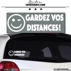 Sticker avec smiley clin d'oeil - Gardez vos Distances