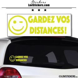 Sticker avec smiley clin d'oeil - Gardez vos Distances