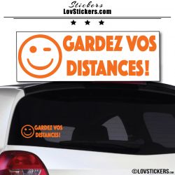 Sticker avec smiley clin d'oeil - Gardez vos Distances