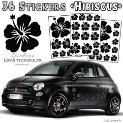 Stickers d'Hibiscus lot de 32 - Taille de 3 à 10 cm